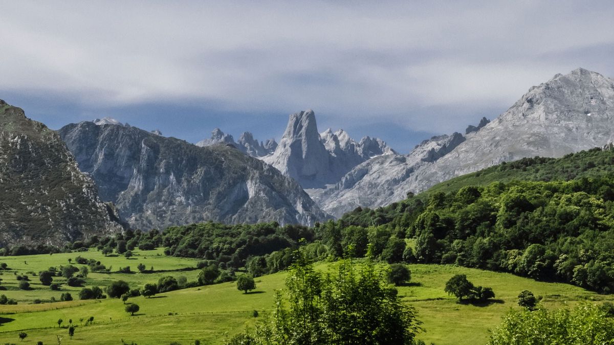 El Naranjo de Bulnes, Picu Urriellu, entre praderas verdes